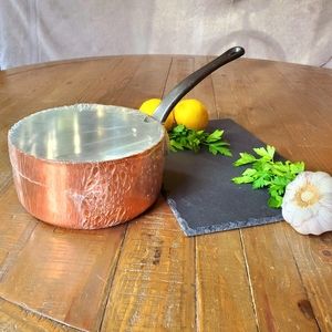 BAUMALU Handmade in France Sauce pan, Solid Copper & Cast Iron Handle